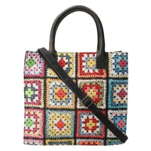 Leather Design Hand/Schoudertas Gehaakt Black