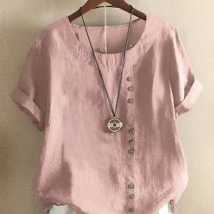 Ronde Hals Blouse met Korte Mouwen voor Dames