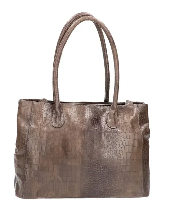 Leather Design Schoudertas Croco Grey - Afbeelding 3