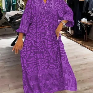 V-hals Jurk met Print voor Dames