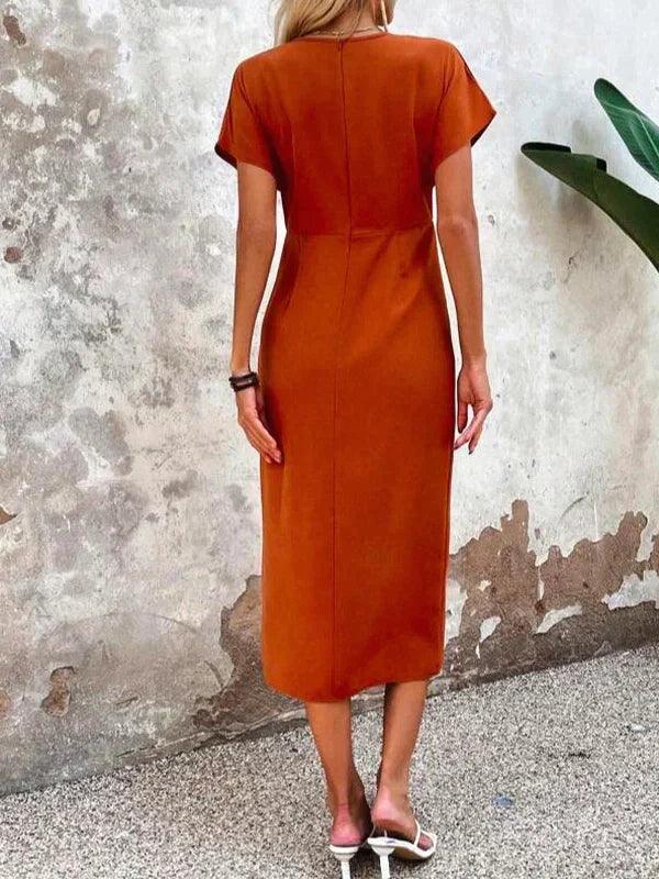 Oranje Midi-Jurk voor Dames - Afbeelding 6