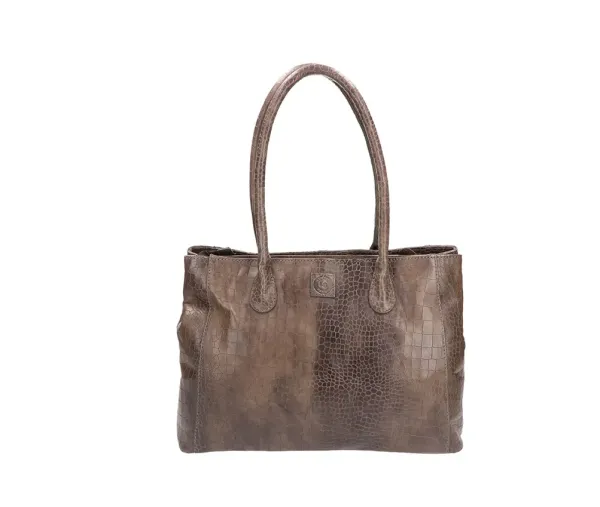 Leather Design Schoudertas Croco Grey - Afbeelding 2