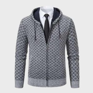 Motief Gebreide Cardigan Met Capuchon Voor Heren